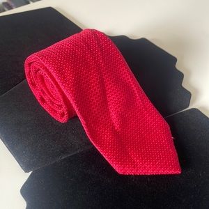 Saks Fifth Avenue Red Textured Tie 100% Silk